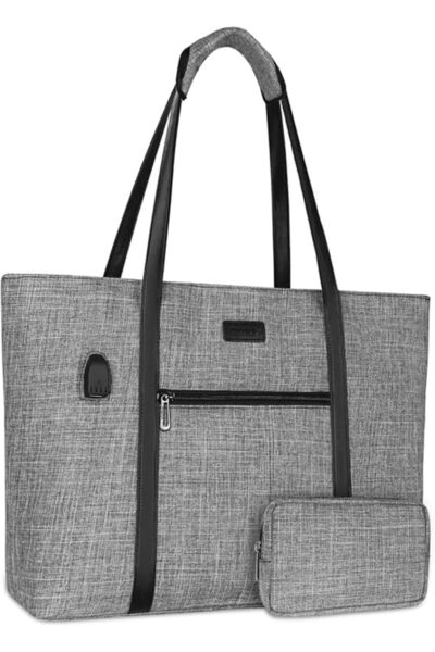 Mosiso USB Port Laptop Tote Bag for Women, Laptop Bag