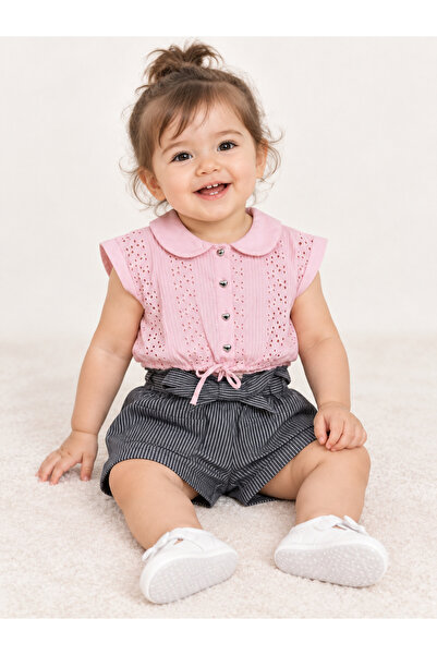 Trendline Baby Girl Organic Soft Guipure Detailed Shorts and Top Set