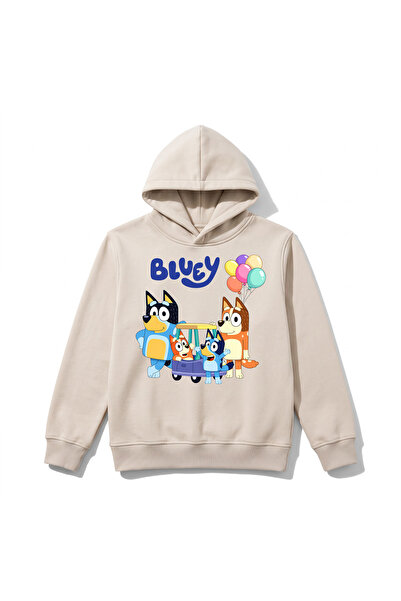 URBANTRENDSTORE هودي شتوي فاخر للأطفال مطبوع عليه Bluey، سطح داخلي ناعم ومرن