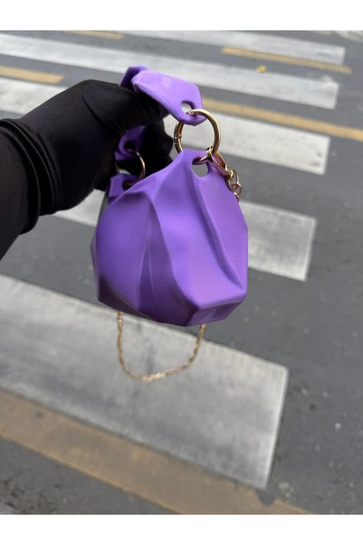Mia Collection Asymmetrical Lilac Women's Hand and Shoulder Bag 3D Print Mini Size