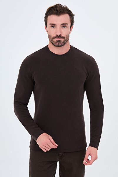 Mcr Straight Slim Fit Crew Neck Bi-Stretch Interlock Long Sleeve Men's T-Shir...