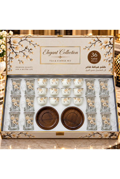 laverahome 36 Piece Luxury Gift Set of Cups and Saucers – Rose Embroidery Des...