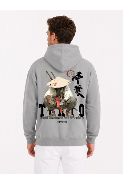 VEK Oversize Sweatshirt Samurai Japan Hoodie Unisex 3 Yarn Ribbed