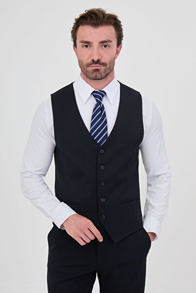Mcr Straight Slim Fit Classic Men's Vest Navy Blue - 40969.26K