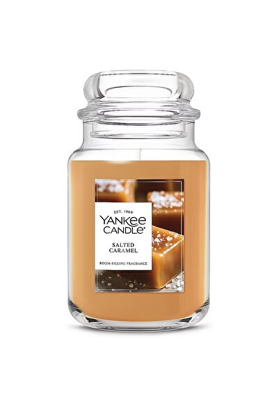 Salted Caramel Büyük Kavanoz Mum (623,7 gr) – Tuzlu Karamel, Vanilya ve Bitter Çikolata Kokulu Dekoratif Mum