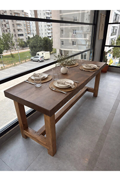 ŞafakMobilya Çam Kütük İskandinav Stil Yemek Masası