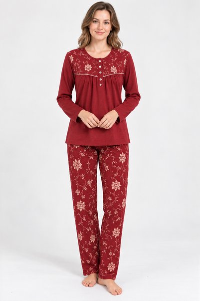YUYİ NENA 100% BUMBAC, CU GULER CU NASTURI, CU MÂNECĂ LUNGĂ, SET DE PIJAMALE ...