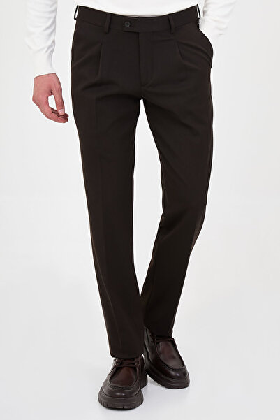 Mcr Straight Baggy Fit Pleated Men's Trousers Brown - 38386.26K