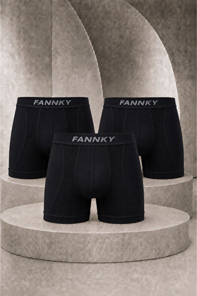FİT WOMEN Men's Casual Comfort Daily 3-Piece Black Boxer
