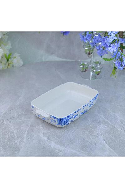 Al Hadaya Mall Elegant Ceramic Tray with a Modern Design - White and Blue - 1...