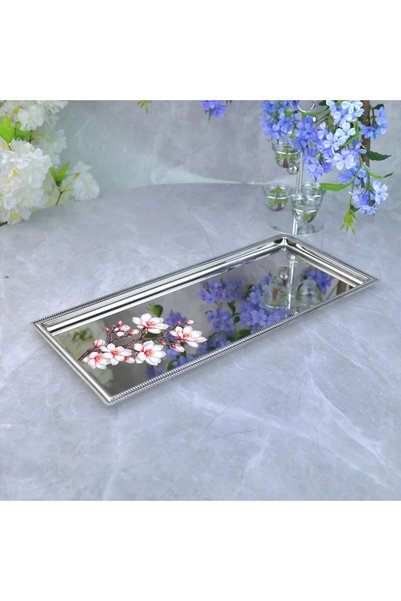 Al Hadaya Mall Stainless Steel Serving Tray with Elegant Engraved Design - Si...