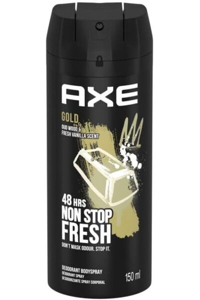 Axe Gold Oud Wood & Fresh Vanilla Deodorant and Body Spray for Men, 150 ml