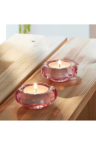TEZPAZAR 2 Adet Çiçek Şeklinde Cam Tealight Mumluk 7x3 Cm Dekoratif Mum Kabı ...