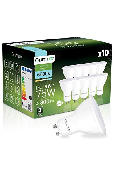 Lumiled 10x Bec LED GU10 tip spot PAR16 8W = 75W 800lm 6500K Lumină rece 120 °