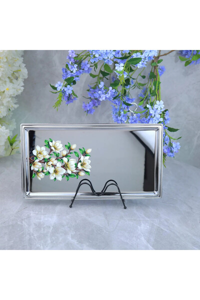 Al Hadaya Mall Stainless Steel Serving Tray with Elegant Engraved Design - Si...