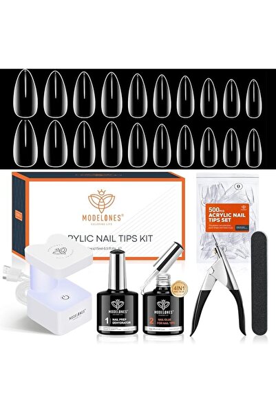 modelones Store modelones Gel Nail Kit, 500Pcs Soft Gel Nail Tips Medium Almo...
