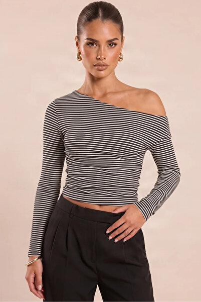 World Fashion Trends Ασύμμετρη μπλούζα με έναν ώμο από 100% βαμβακερό ύφασμα