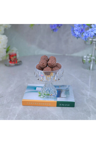 Al Hadaya Mall Elegant Design Glass Base Glass Candy and Nut Container - Tran...