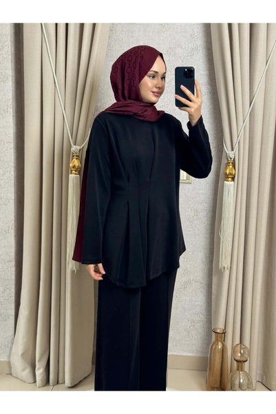 Nuss 1044 Bel Pile Detaylı Modal Takım Siyah