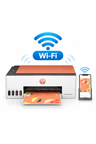 HP Smart Tank 589 Wi-Fi Renkli Tanklı Yazıcı + Orijinal Mürekkep Seti + Yazıcı Kablosu + Ek Siyah Mürekkep