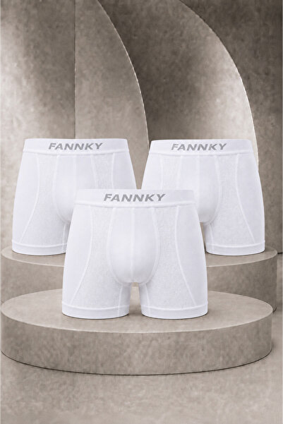 FİT WOMEN Men's Casual Comfort Daily 3-Piece White Boxer