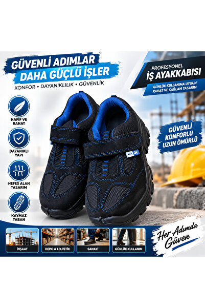 Genel Markalar 🏷MADE Profesyonel İş Ayakkabısı Siyah-Mavi – Cırtlı Rahat ve ...