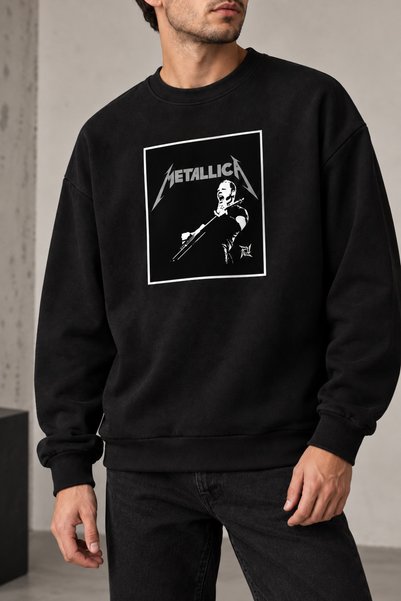 uyguntarz Unisex Metalica Printed Crew Neck Sweatshirt