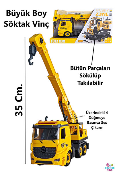 Brother Toys Dev Boy Sök Tak Vinç Oyuncak Söktak 39 Cm. İnşaat Aracı
