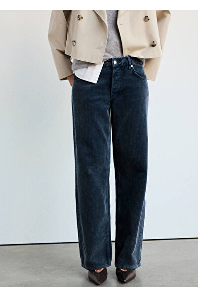 MANGO Woman Wide leg fitilli kadife jean pantolon