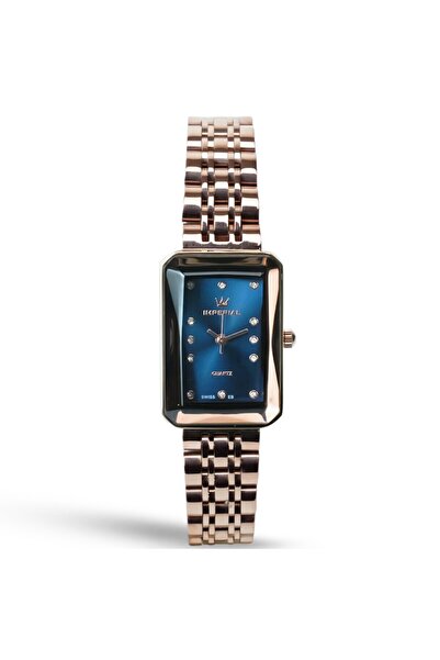 Imperial Women's Rose Gold Stainless Steel Watch, Blue Dial, Y121 Movement, B...