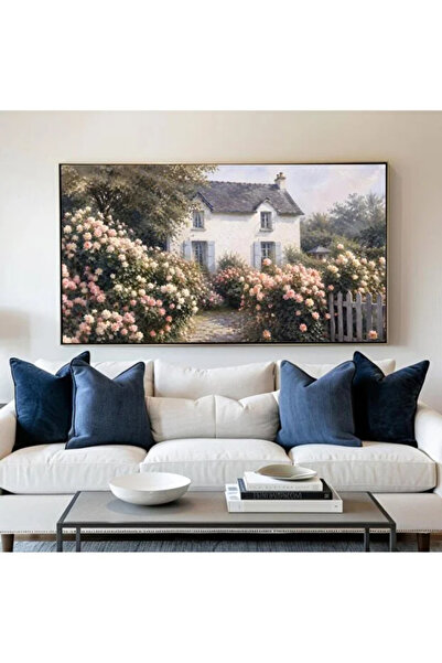 ALAYRA International Large Wooden Framed Rose Garden Canvas Wall Art – Cottag...