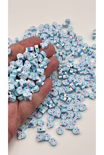 Mavi Kedi Model Fimo Boncuk 100Adet Takı Boncuğu Süs Boncuğu Bileklik Boncuğu