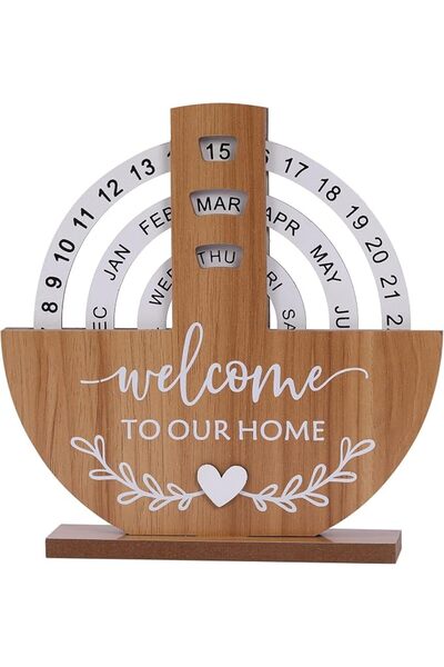 NALACAL Perpetual Calendar, Wooden Disc Perpetual Calendar, Manual Rotating W...