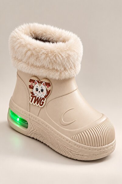 MUGGO MUPPY Işıklı Kürk Detaylı Unisex Çocuk Günlük Yağmur ve Kar Botu