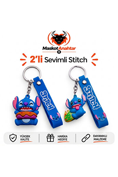 Silikon Anahtarlık Sevimli Stitch 2'li Set