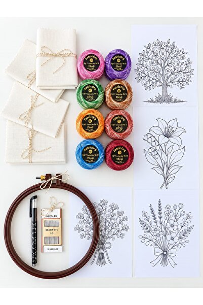 fabricorg Ebruli Flowers Modern Embroidery Kit