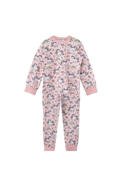 OEM Pijama iarna copii bumbac roz somon unicorn 2-3 ani fete