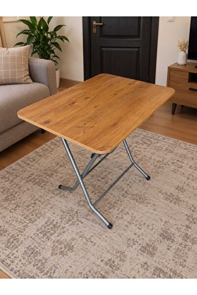 Genel Markalar 60 x 80 Ahşap Desenli Katlanır Metal Ayaklı Masa Mutfak Balkon...