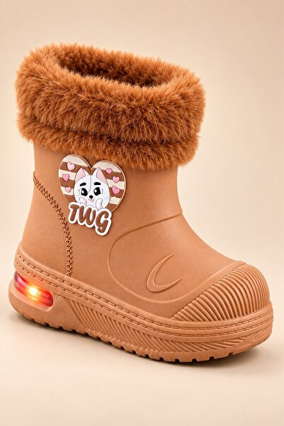 MUGGO MUPPY Işıklı Kürk Detaylı Unisex Çocuk Günlük Yağmur ve Kar Botu