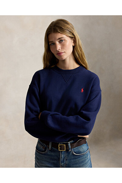 Ralph Lauren Blue Midilli İşlemeli Polar Sweatshirt