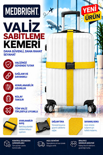 MEDBRIGHT Valiz Kemeri Emniyet Kilitli Tokalı Ayarlanabilir Bavul Kemeri 2 Ad...
