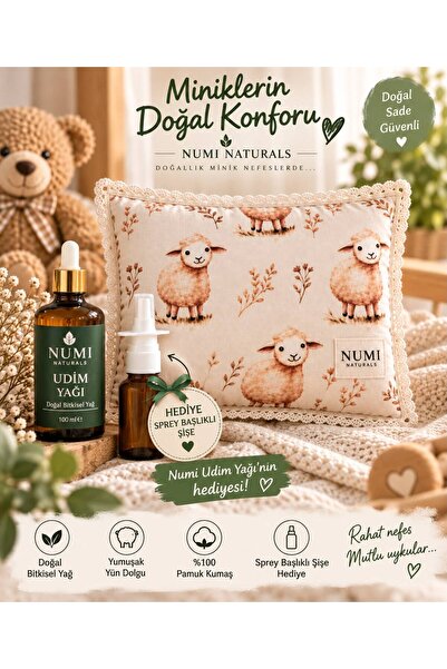 Doğal Kokusuz Merinos Kuzu Yünlü Göğüs-Sırt Yastığı & Udim Yağı Seti