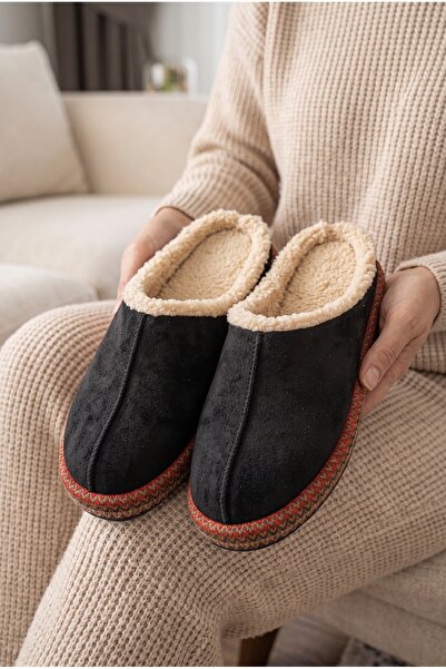 Moda Devrin Black Chenille / Ethnic Pattern Striped Plush Inner Lining Non-Sl...
