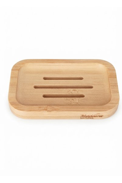 MADAMENATUREL Bamboo Soap Dish (Water Resistant + Bamboo + Soap Base)