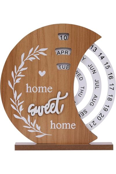 SWIUKPHE Perpetual Calendar, Wooden Disc Perpetual Desk Calendar, Week and Mo...