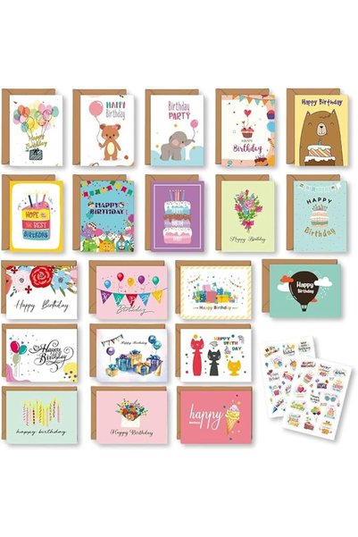 MINGSHIJX Happy Birthday Cards with Envelopes, Variety Set of 20 Assorted Min...