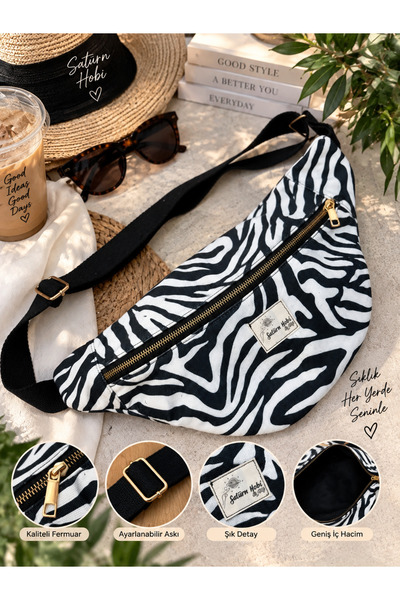 satürn hobi örgü tasarım Zebra Patterned Waist Bag