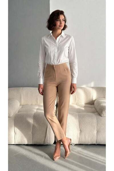 MAİMODA Women's Slim Waist Slim Leg Trousers / Women’S Darted Waist Slim Leg ...