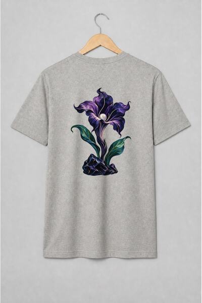 Generic Brand Tricou unisex cu Floare mov cu perlă și cristal, stil mistic