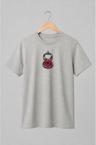 Generic Brand Tricou unisex cu Cutie de pudră vintage cu inimă și fundă